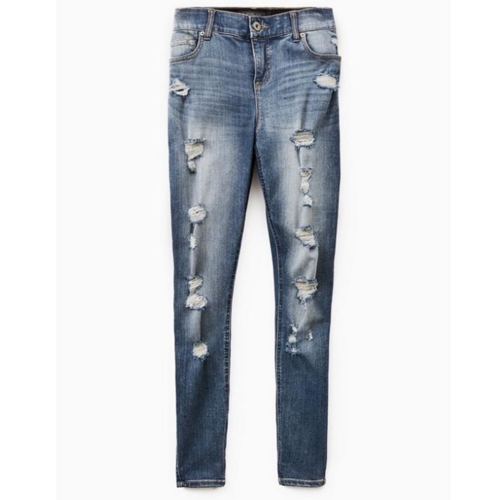 Tall Inseam - Bombshell Skinny Premium Stretch High-Rise Destructed Jeans - Picture 9 of 13